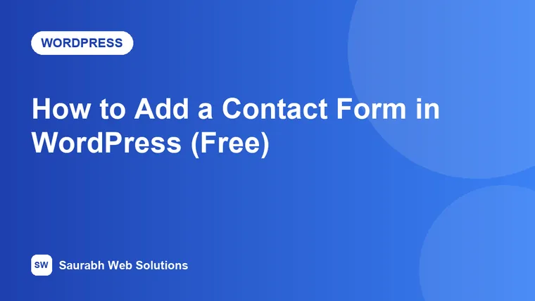 How to Add a Contact Form in WordPress for Free (Step by Step) - cover image