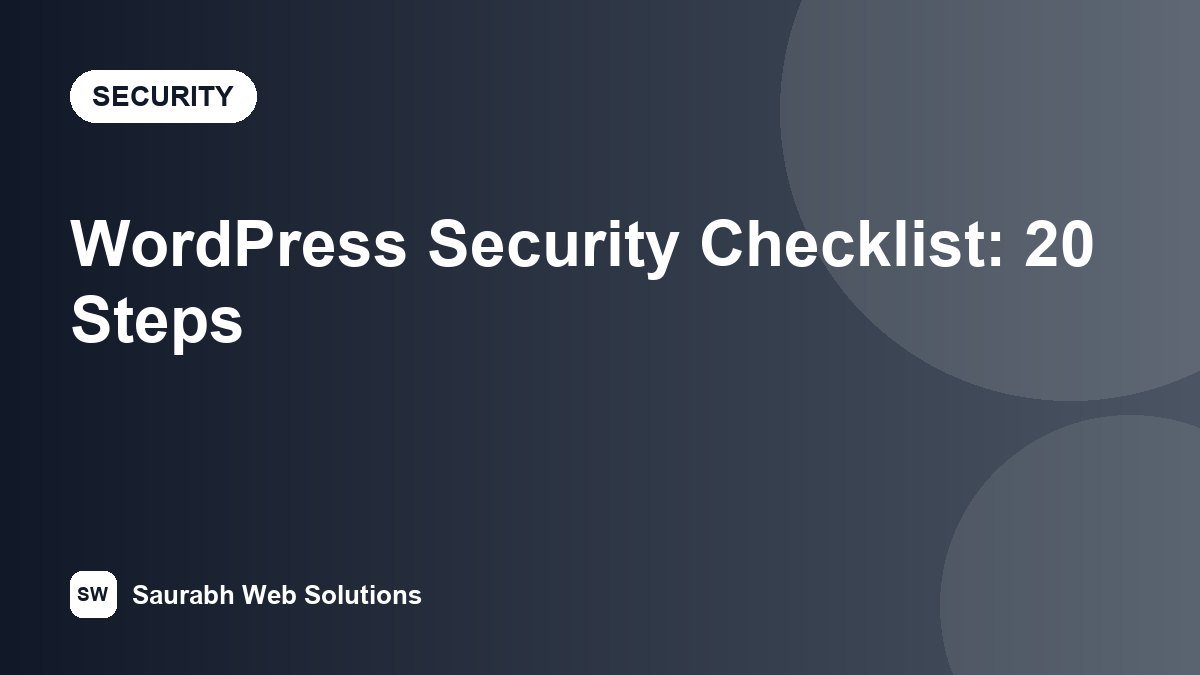 WordPress Security Checklist: 20 Steps to Protect Your Site in 2026 - cover image